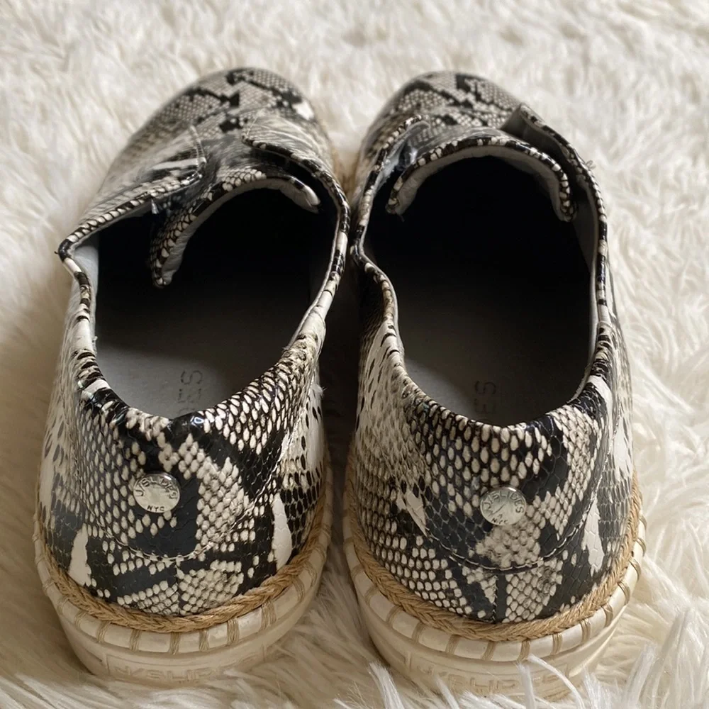 J Slides Black White Python Print Slip On Espadrille Sneakers Size 7